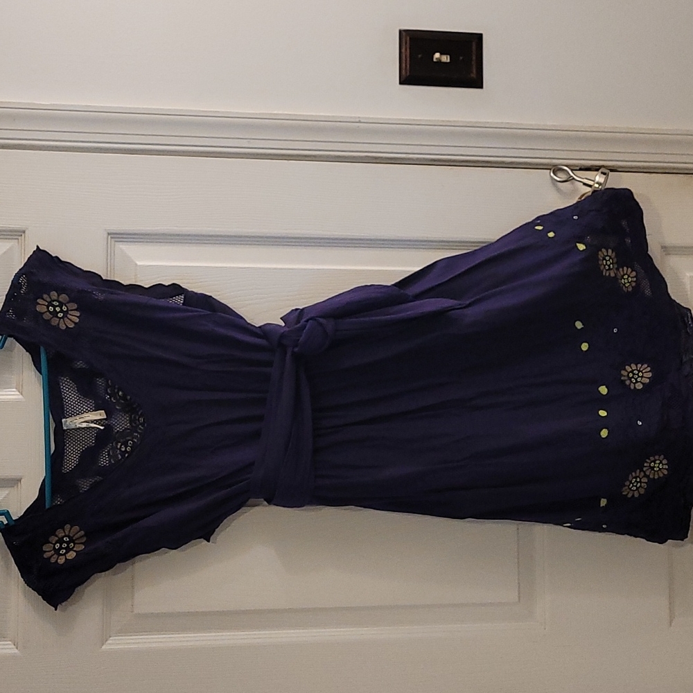 Anthropologie navy blue dress